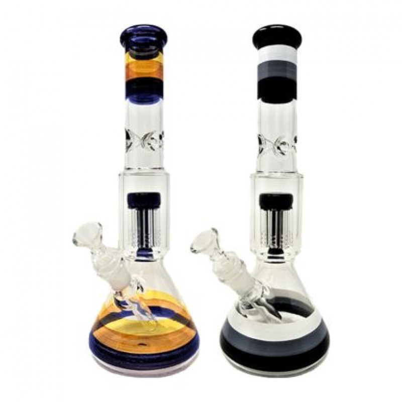 12" Tri-Color Beaker w/ 8-Arm Perc Tree